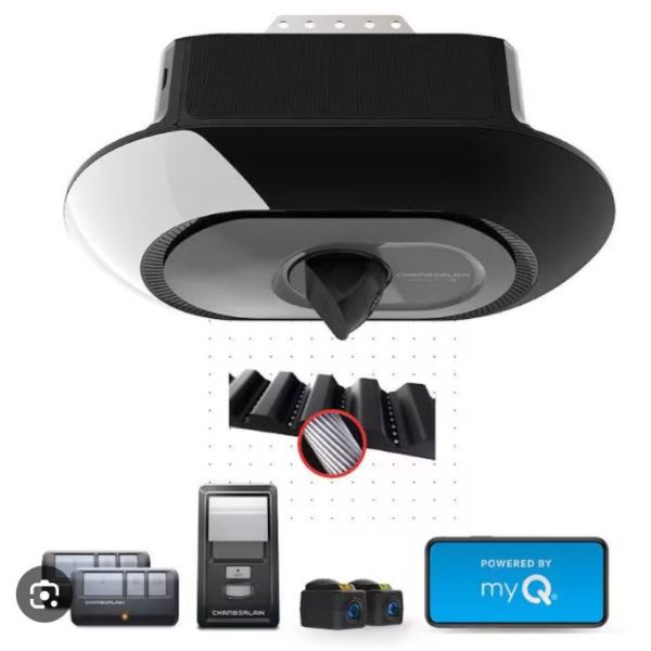 Chamberlain B4643T Smart Built in Camera-myQ Smartphone Controlled-Ultra Quiet, Strong Belt Drive, Blue Garage Door Opener